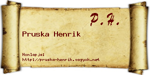 Pruska Henrik névjegykártya